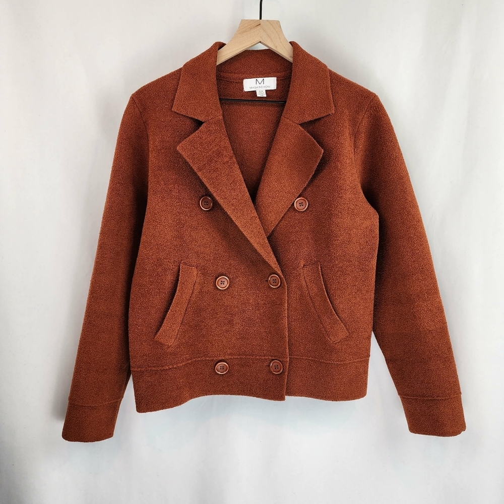 Magaschoni Women's Burnt Orange Button Front Blazer Jacket Size M